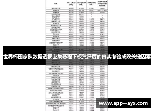 世界杯国家队数据透视密集赛程下板凳深度的真实考验成败关键因素